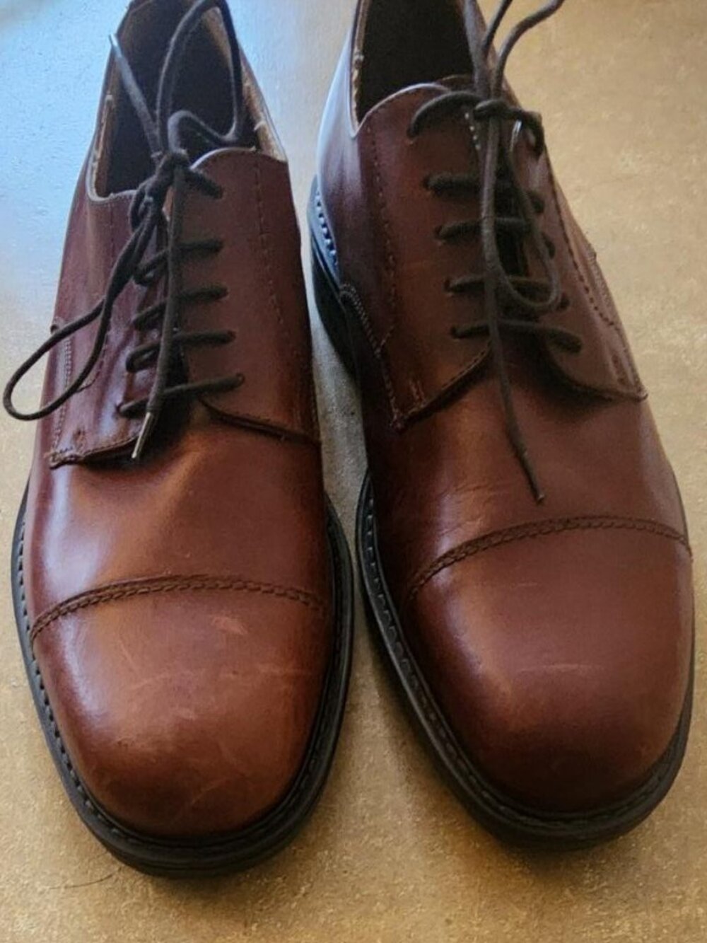 EASE by Florsheim Brown Leather Dress Shoes Non-matching sz 10-11 Made in Italy